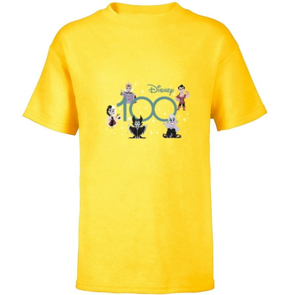 Disney 100 Disney Villains 100th Anniversary Muted Cute D100 - Short Sleeve T-Shirt for Kids - Customized-Yellow