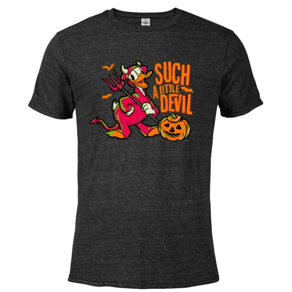 Disney 100 Donald Duck Halloween Such a Little Devil Costume - Short Sleeve Blended T-Shirt for Adults - Customized-Black Snow Heather