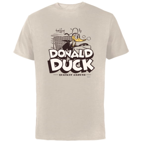 Disney 100 Donald Duck Quackin’ Around Retro Vintage D100 - Short Sleeve Cotton T-Shirt for Adults - Customized-Natural