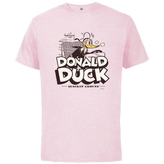Disney 100 Donald Duck Quackin’ Around Retro Vintage D100 - Short Sleeve Cotton T-Shirt for Adults - Customized-Soft Pink