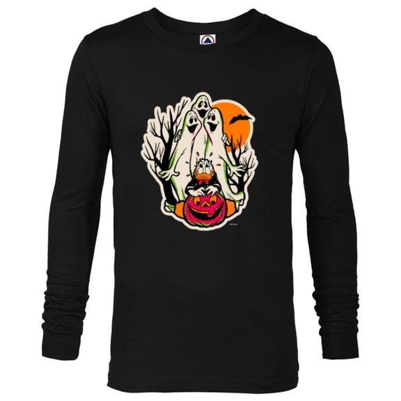 Disney 100 Donald Duck Trick or Treat Ghosts Halloween D100 - Long Sleeve T-Shirt for Men - Customized-Black