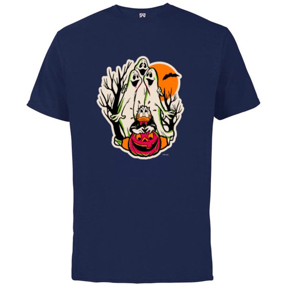 Disney 100 Donald Duck Trick or Treat Ghosts Halloween D100 - Short Sleeve Cotton T-Shirt for Adults - Customized-Athletic Navy