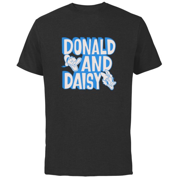 Disney 100 Donald and Daisy Happy Faces D100 - Short Sleeve Cotton T-Shirt for Adults - Customized-Black