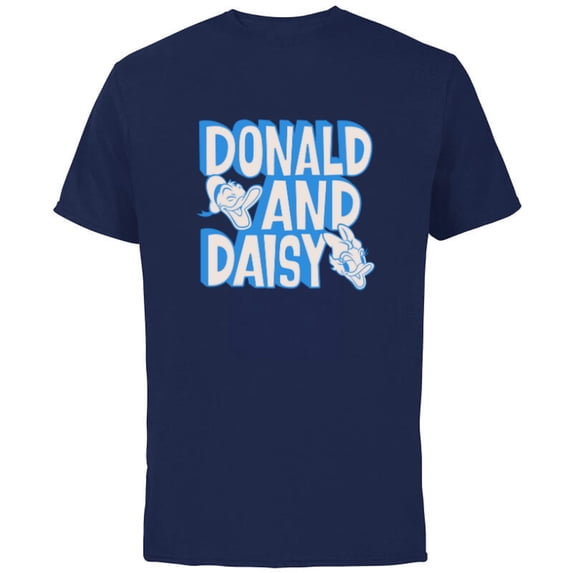 Disney 100 Donald and Daisy Happy Faces D100 - Short Sleeve Cotton T-Shirt for Adults - Customized-Navy