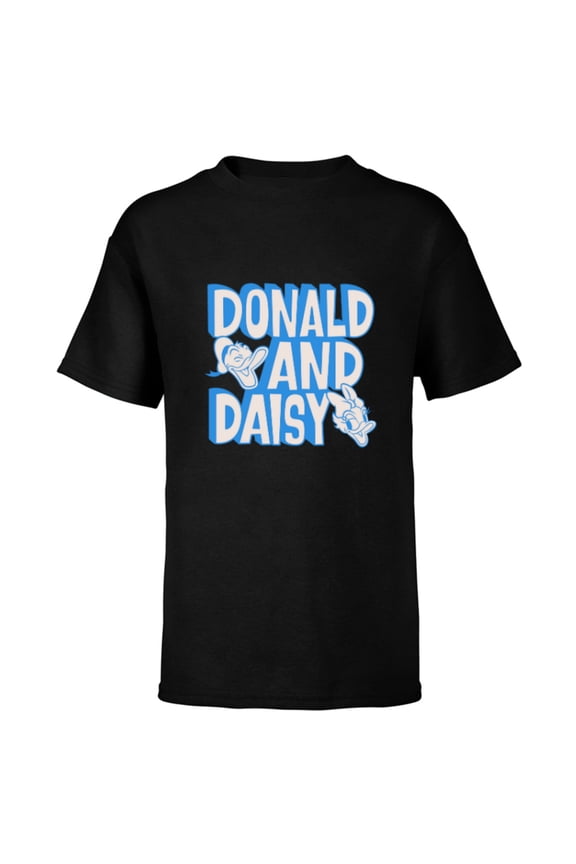 Disney 100 Donald and Daisy Happy Faces D100 - Short Sleeve T-Shirt for Kids - Customized-Black