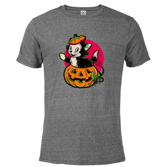 Disney 100 Figaro Jack-o’-Lantern Classic Halloween D100 - Short Sleeve Blended T-Shirt for Adults - Customized-Graphite Snow Heather