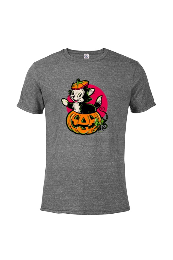 Disney 100 Figaro Jack-o’-Lantern Classic Halloween D100 - Short Sleeve Blended T-Shirt for Adults - Customized-Graphite Snow Heather