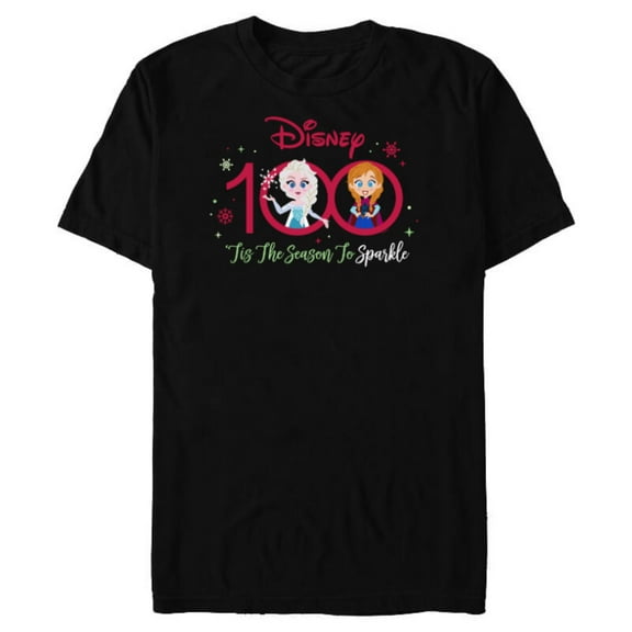 Disney 100 Frozen Elsa Anna Christmas the Season to Sparkle - Short Sleeve Blended T-Shirt for Adults - Customized-Black