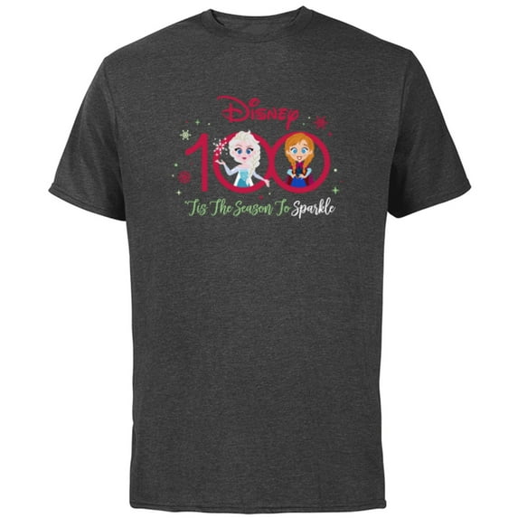 Disney 100 Frozen Elsa Anna Christmas the Season to Sparkle - Short Sleeve Cotton T-Shirt for Adults - Customized-Charcoal
