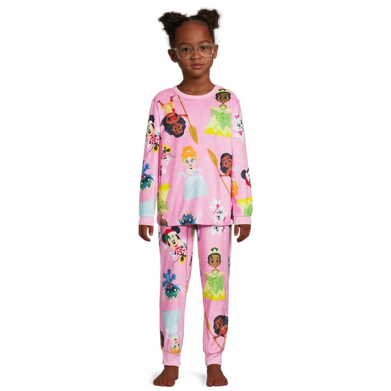 Disney 100 Girls Holiday Stars Long Sleeve Top and Pants Sleep Set 2 Piece Sizes 4 12