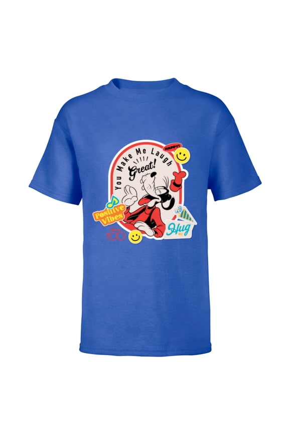 Disney 100 Goofy You Make Me Laugh Happy Faces Stickers D100 - Short Sleeve T-Shirt for Kids - Customized-Royal