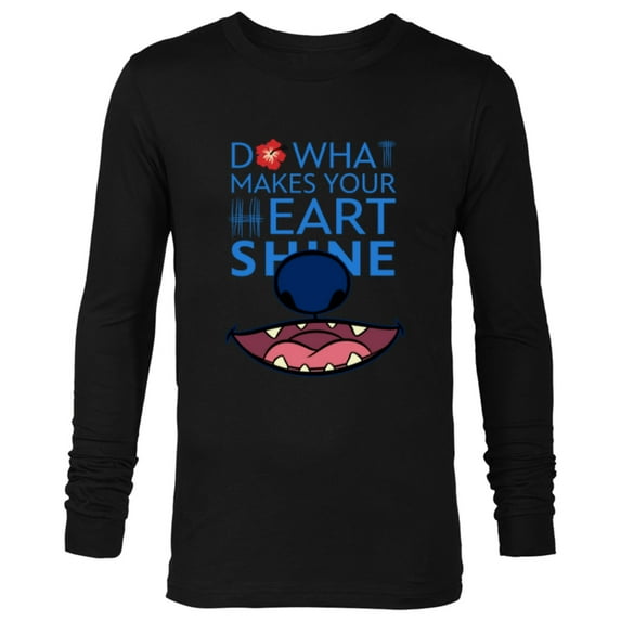 Disney 100 Lilo & Stitch Do What Makes Your Heart Shine D100 - Long Sleeve T-Shirt for Men - Customized-Black