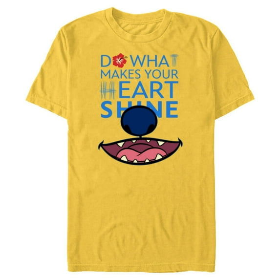 Disney 100 Lilo & Stitch Do What Makes Your Heart Shine D100 - Short Sleeve Blended T-Shirt for Adults - Customized-Yellow