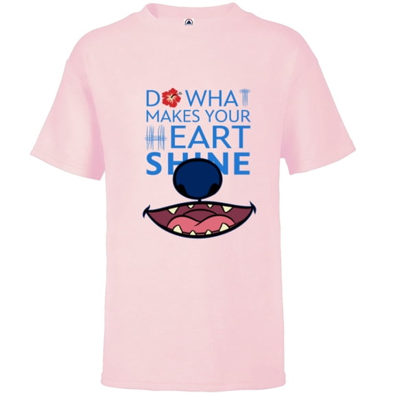 Disney 100 Lilo & Stitch Do What Makes Your Heart Shine D100 - Short Sleeve T-Shirt for Kids - Customized-Soft Pink