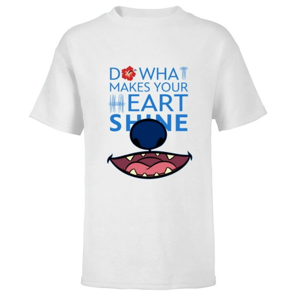 Disney 100 Lilo & Stitch Do What Makes Your Heart Shine D100 - Short Sleeve T-Shirt for Kids - Customized-White