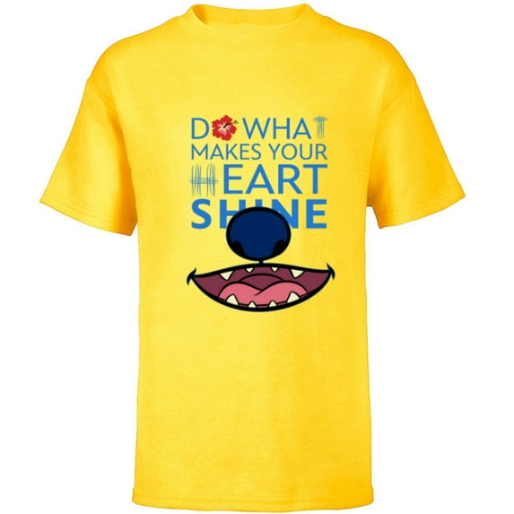 Disney 100 Lilo & Stitch Do What Makes Your Heart Shine D100 - Short Sleeve T-Shirt for Kids - Customized-Yellow