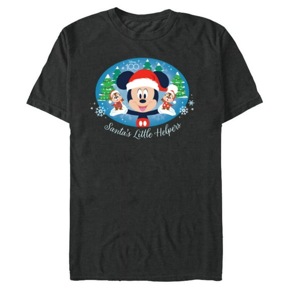Disney 100 Mickey Chip Dale Santa’s Little Helpers Christmas - Short Sleeve Blended T-Shirt for Adults - Customized-Dark Heather