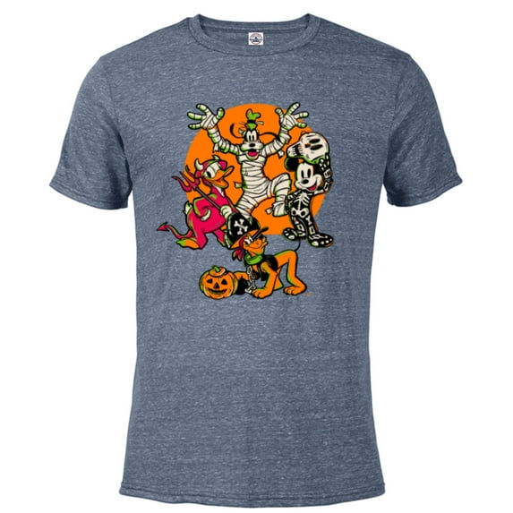 Disney 100 Mickey Donald Goofy & Pluto Halloween Costumes - Short Sleeve Blended T-Shirt for Adults - Customized-Denim Snow Heather