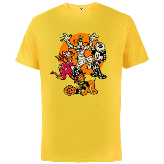 Disney 100 Mickey Donald Goofy & Pluto Halloween Costumes - Short Sleeve Cotton T-Shirt for Adults - Customized-Sunflower