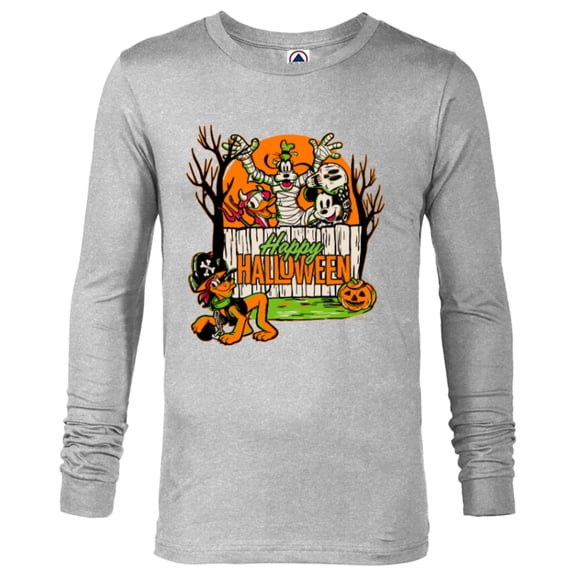 Disney 100 Mickey Donald Goofy & Pluto Happy Halloween D100 - Long Sleeve T-Shirt for Men - Customized-Athletic Heather
