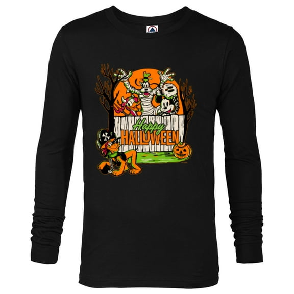 Disney 100 Mickey Donald Goofy & Pluto Happy Halloween D100 - Long Sleeve T-Shirt for Men - Customized-Black