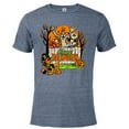 thumbnail image 1 of Disney 100 Mickey Donald Goofy & Pluto Happy Halloween D100 - Short Sleeve Blended T-Shirt for Adults - Customized-Denim Snow Heather, 1 of 5