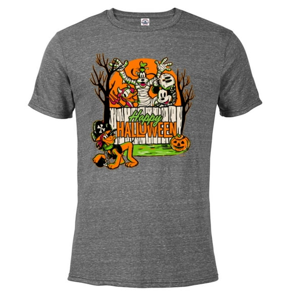Disney 100 Mickey Donald Goofy & Pluto Happy Halloween D100 - Short Sleeve Blended T-Shirt for Adults - Customized-Graphite Snow Heather