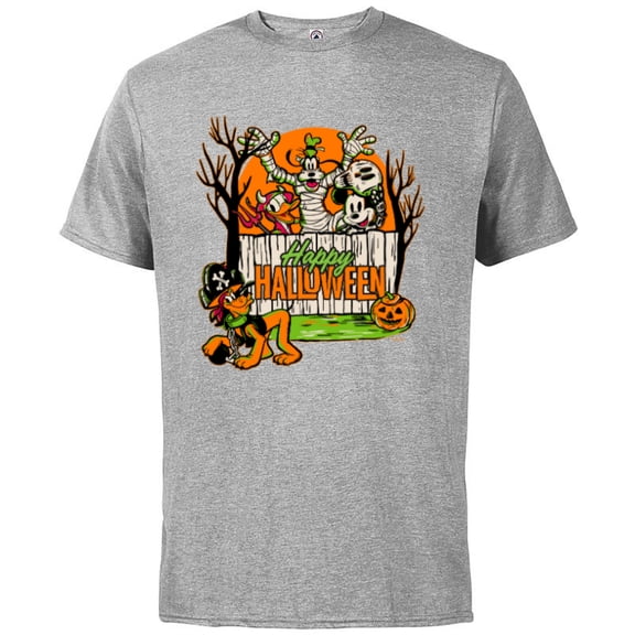 Disney 100 Mickey Donald Goofy & Pluto Happy Halloween D100 - Short Sleeve Cotton T-Shirt for Adults - Customized-Athletic Heather