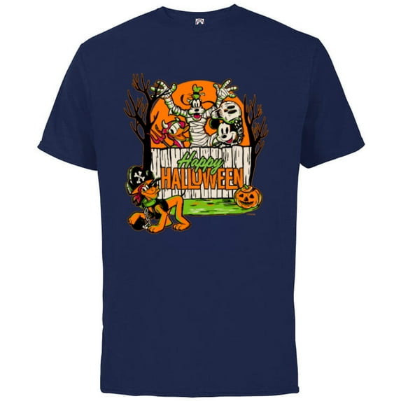 Disney 100 Mickey Donald Goofy & Pluto Happy Halloween D100 - Short Sleeve Cotton T-Shirt for Adults - Customized-Athletic Navy