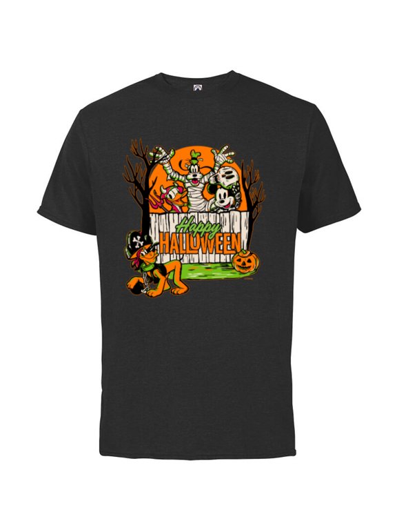 Disney 100 Mickey Donald Goofy & Pluto Happy Halloween D100 - Short Sleeve Cotton T-Shirt for Adults - Customized-Black