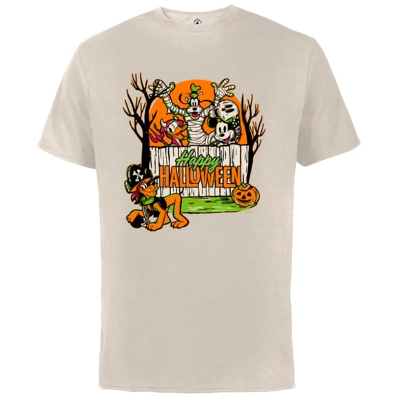 Disney 100 Mickey Donald Goofy & Pluto Happy Halloween D100 - Short Sleeve Cotton T-Shirt for Adults - Customized-Putty