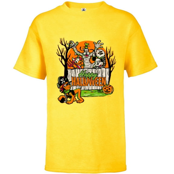Disney 100 Mickey Donald Goofy & Pluto Happy Halloween D100 - Short Sleeve T-Shirt for Kids - Customized-Sunflower