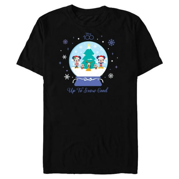 Disney 100 Mickey Minnie Chip Dale Pluto Christmas SnowGlobe - Short Sleeve Blended T-Shirt for Adults - Customized-Black
