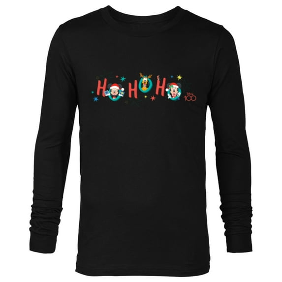 Disney 100 Mickey Minnie Pluto Christmas Holiday Ho Ho Ho - Long Sleeve T-Shirt for Men - Customized-Black