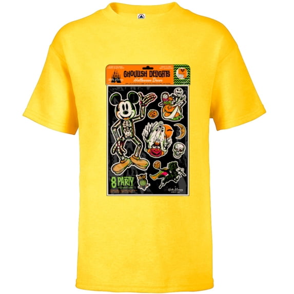 Disney 100 Mickey & More Halloween Party Stickers Style D100 - Short Sleeve T-Shirt for Kids - Customized-Sunflower