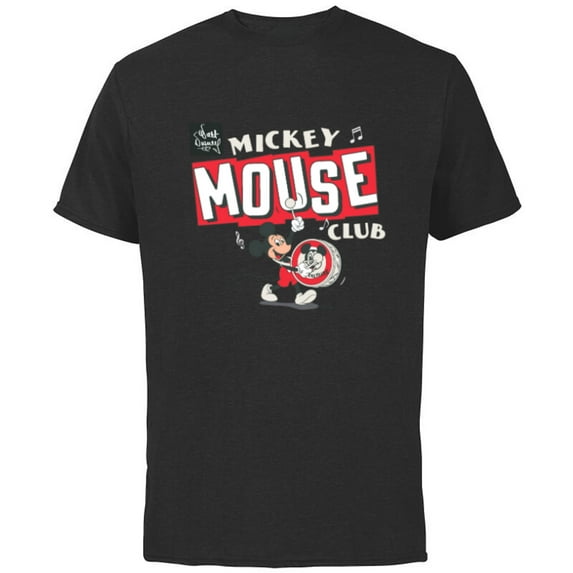 Disney 100 Mickey Mouse Club Drum Color Vintage D100 - Short Sleeve Cotton T-Shirt for Adults - Customized-Black
