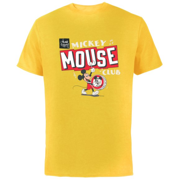 Disney 100 Mickey Mouse Club Drum Color Vintage D100 - Short Sleeve Cotton T-Shirt for Adults - Customized-Yellow