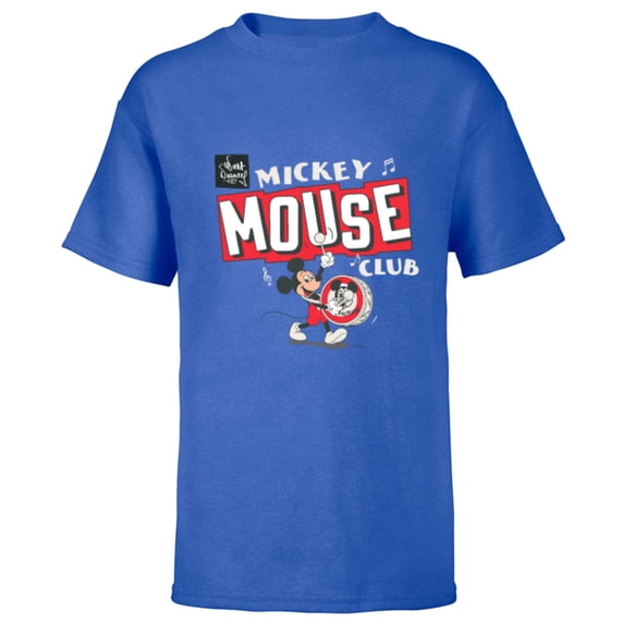 Disney 100 Mickey Mouse Club Drum Color Vintage D100 - Short Sleeve T-Shirt for Kids - Customized-Royal