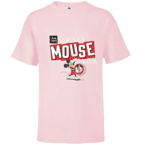 Disney 100 Mickey Mouse Club Drum Color Vintage D100 - Short Sleeve T-Shirt for Kids - Customized-Soft Pink