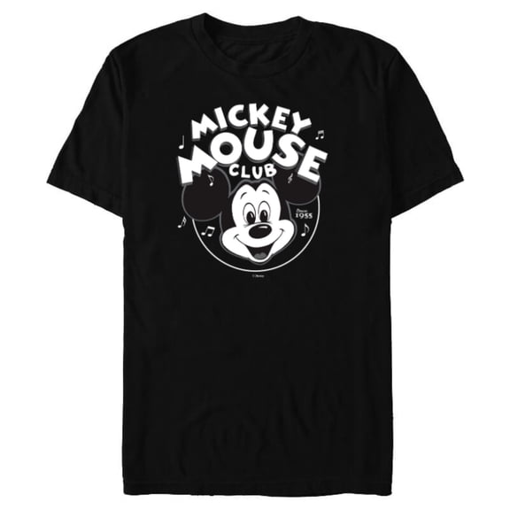 Disney 100 Mickey Mouse Club Logo Black & White Retro D100 - Short Sleeve Blended T-Shirt for Adults - Customized-Black
