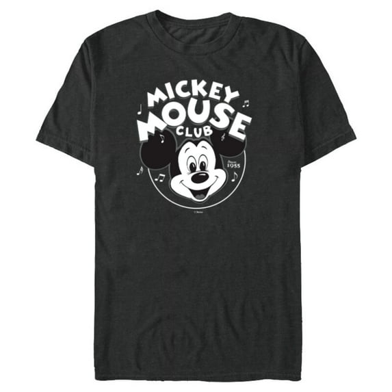 Disney 100 Mickey Mouse Club Logo Black & White Retro D100 - Short Sleeve Blended T-Shirt for Adults - Customized-Dark Heather