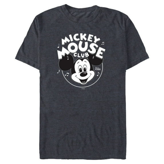 Disney 100 Mickey Mouse Club Logo Black & White Retro D100 - Short Sleeve Blended T-Shirt for Adults - Customized-Navy Heather