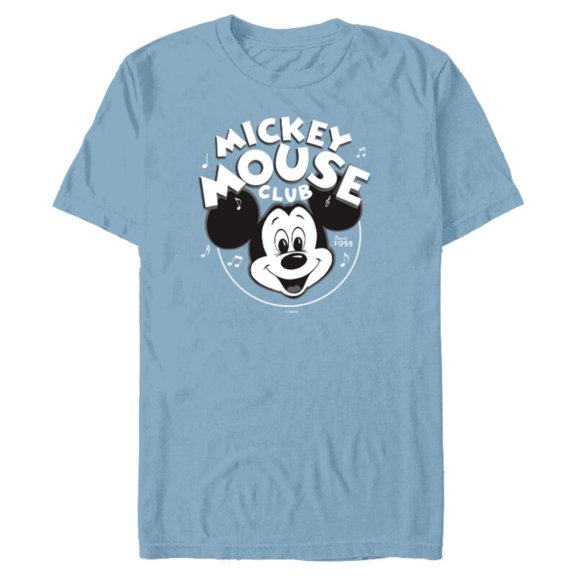 Disney 100 Mickey Mouse Club Logo Black & White Retro D100 - Short Sleeve Blended T-Shirt for Adults - Customized-Ocean Blue