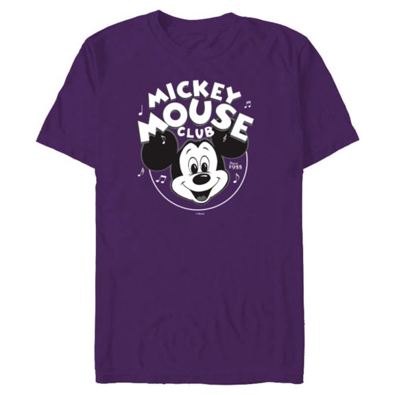 Disney 100 Mickey Mouse Club Logo Black & White Retro D100 - Short Sleeve Blended T-Shirt for Adults - Customized-Purple