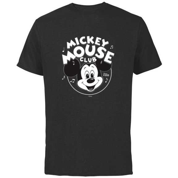 Disney 100 Mickey Mouse Club Logo Black & White Retro D100 - Short Sleeve Cotton T-Shirt for Adults - Customized-Black