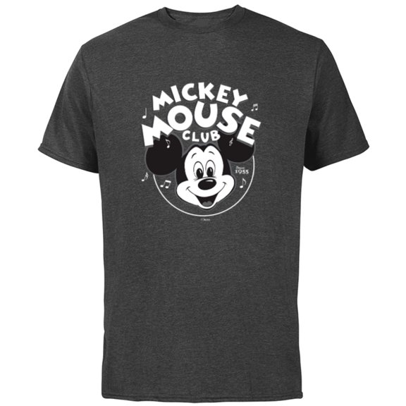Disney 100 Mickey Mouse Club Logo Black & White Retro D100 - Short Sleeve Cotton T-Shirt for Adults - Customized-Charcoal