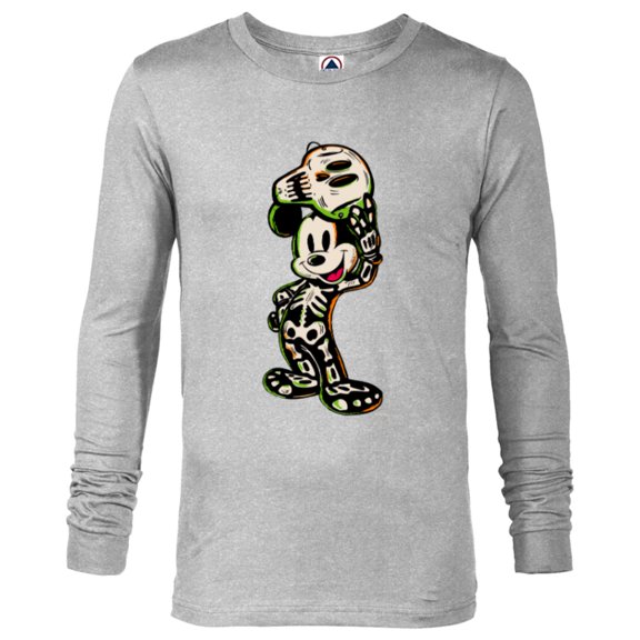 Disney 100 Mickey Mouse Halloween Classic Skeleton Costume - Long Sleeve T-Shirt for Men - Customized-Athletic Heather