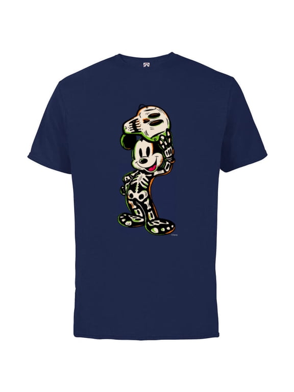 100 Mickey Mouse Halloween Classic Skeleton Costume - Short Sleeve Cotton T-Shirt for Adults - Customized-Athletic Navy