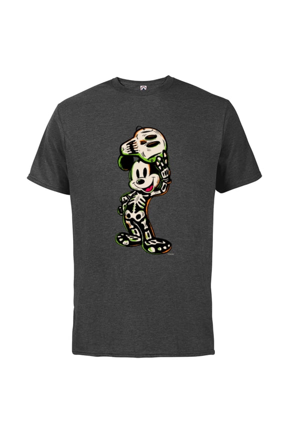 100 Mickey Mouse Halloween Classic Skeleton Costume - Short Sleeve Cotton T-Shirt for Adults - Customized-Charcoal Heather