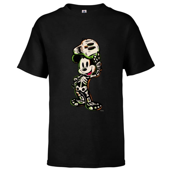 Disney 100 Mickey Mouse Halloween Classic Skeleton Costume - Short Sleeve T-Shirt for Kids - Customized-Black
